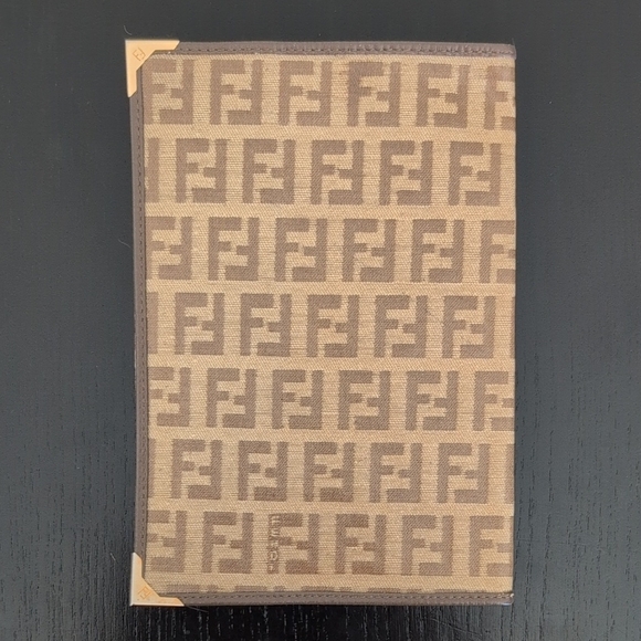 Vintage Fendi Tan and Brown Monogram Planner Cover/Wallet